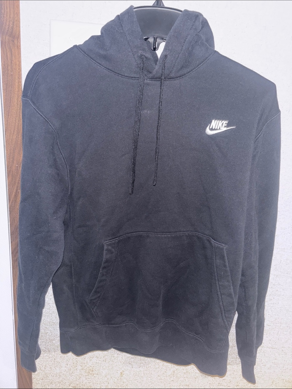 Nike Black Pullover Hoodie with White Swoosh Logo